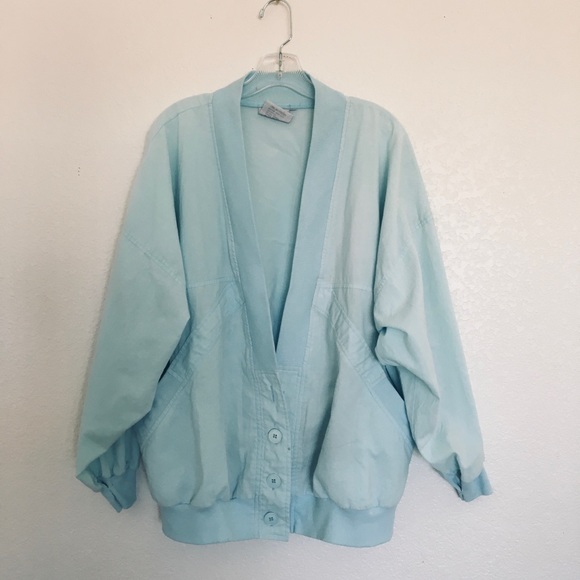 Vintage Jackets & Blazers - 🐠VTG 80a aqua blue oversized new wave blazer